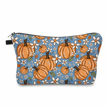 Load image into Gallery viewer, Pouch - Halloween Fall - Pumpkin Blue Floral
