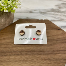 Load image into Gallery viewer, Wooden Stud Earrings - Half Aztec
