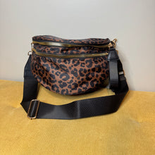 Load image into Gallery viewer, The Roni Nylon Crossbody - Animal Print Black &amp; Caramel - PREORDER
