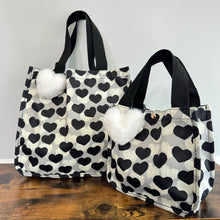 Load image into Gallery viewer, Tote Bag - Heart Black + Grey
