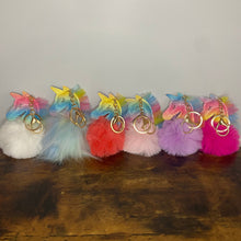 Load image into Gallery viewer, Keychain - Fuzzy Unicorn Pom Pom
