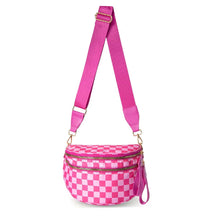 Load image into Gallery viewer, The Roni Nylon Crossbody - Checkered Hot Pink

