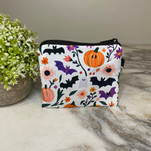Load image into Gallery viewer, Mini Pouch - Halloween Fall - White Pumpkin Bat
