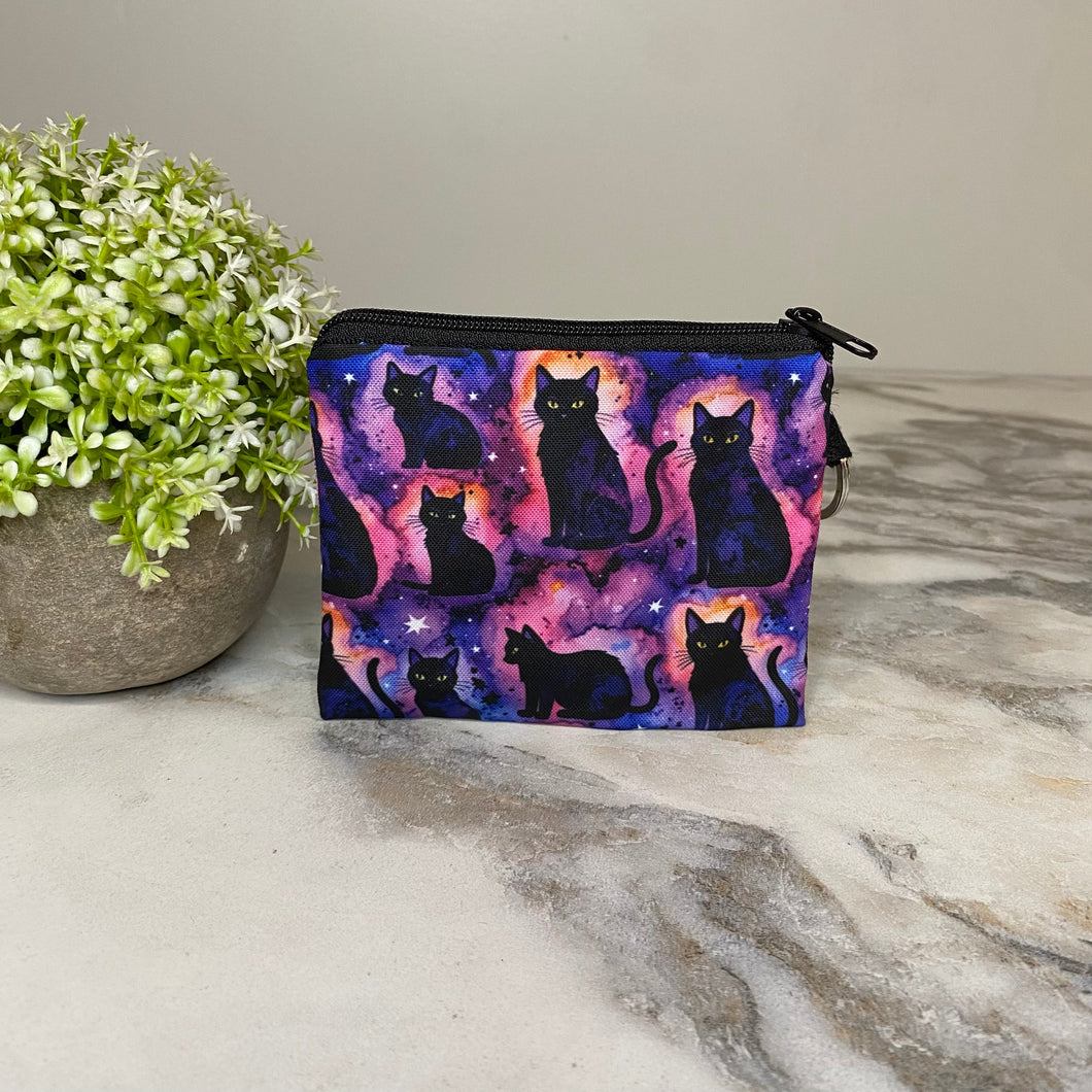 Mini Pouch - Halloween Fall - Black Cat Galaxy