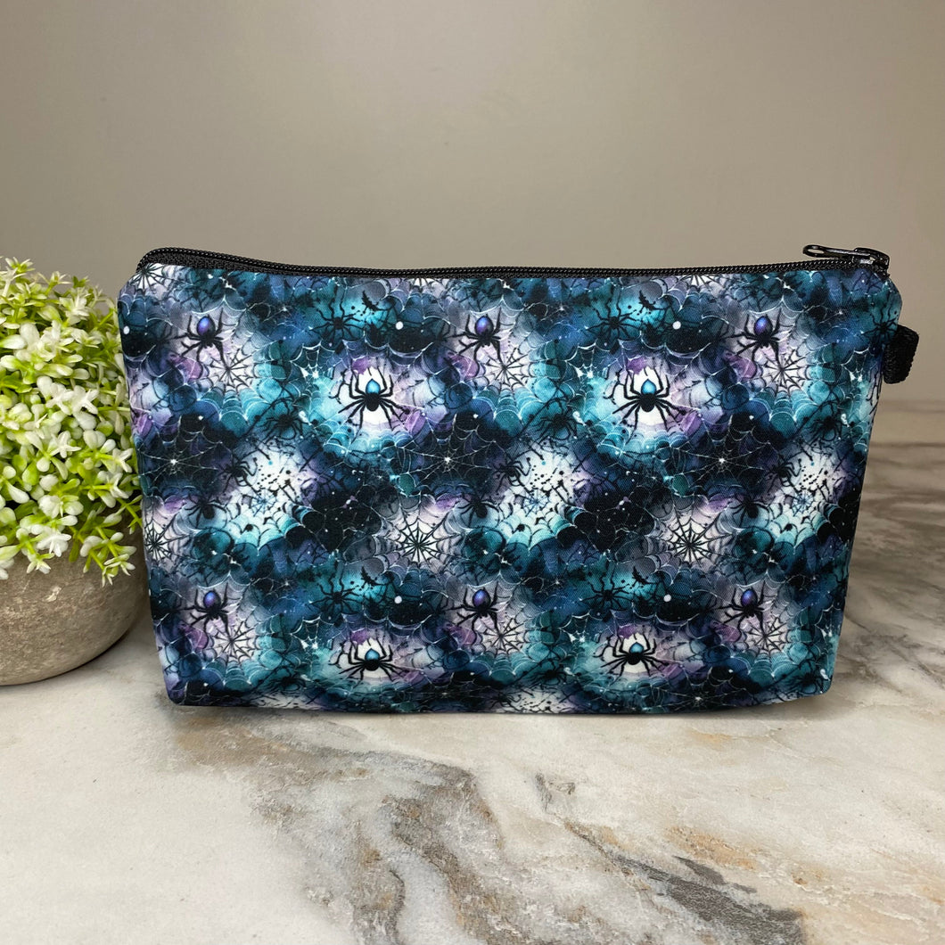 Pouch - Halloween Fall - Spider Web Black Teal Purple