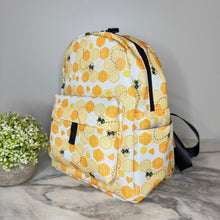 Load image into Gallery viewer, Mini Backpack - Honeycomb Bee Hearts
