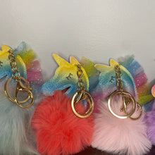 Load image into Gallery viewer, Keychain - Fuzzy Unicorn Pom Pom
