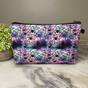 Pouch - Halloween Fall - Spider Web Purple Pink Teal