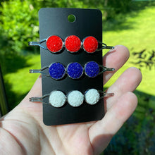 Load image into Gallery viewer, Druzy Hair Pin - Red White &amp; Blue
