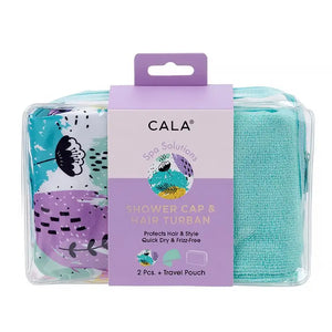 CALA Spa Solution Shower Cap & Hair Turban - Turquoise