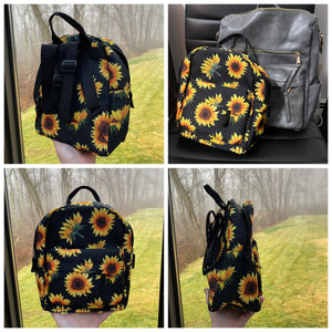 Mini Backpack - Sunflower Cow Wood
