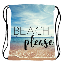 Load image into Gallery viewer, Drawstring Bag - Beach Please
