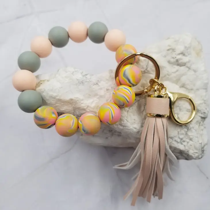 Who I Am Bangle Keychain Bracelet - Pink