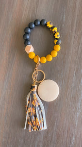 Sunflower Silicone Bead Wristlet Keychain