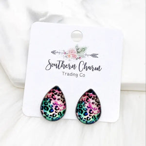 Big as Texas Bright Leopard Teardrops Earrings