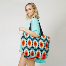 Load image into Gallery viewer, Aztec Sky Tote Bag - Turquoise
