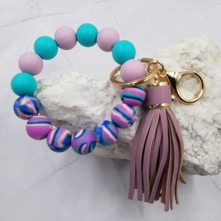 Who I Am Bangle Keychain Bracelet - Purple