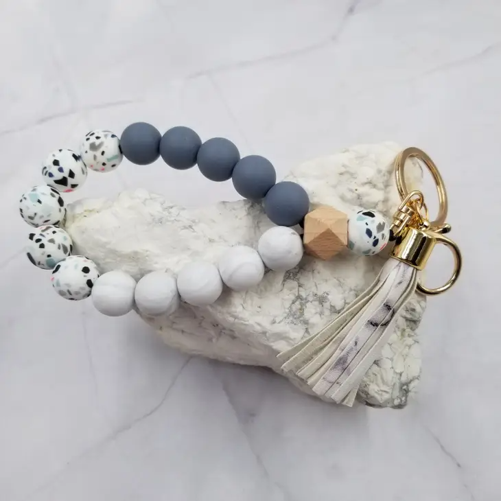 Twirl It Round Bangle Keychain - White