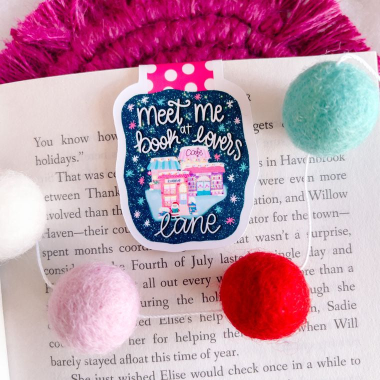 Meet Me at Book Lovers Lane Christmas Magnetic Bookmark