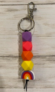 Rainbow Keychain with Silicone Beads
