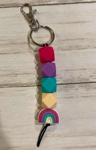 Rainbow Keychain with Silicone Beads